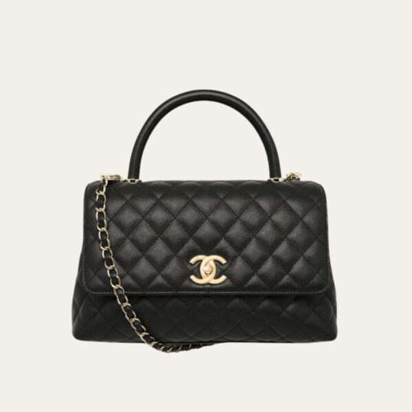 Chanel 大号翻盖包袋，顶部手柄黑色 11 英寸 A92991