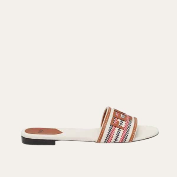 Fendi Signature 米色帆布拖鞋 8R8092AO0XF1LRU