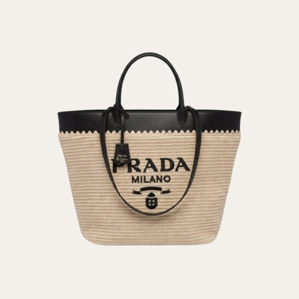 Prada 钩针托特包棕褐色和黑色 33 厘米 1BG499 2M2Q F0I55 V GOO