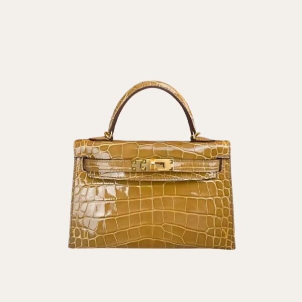 Hermes Mini Kelly 20 鳄鱼金五金配件 8.7 英寸