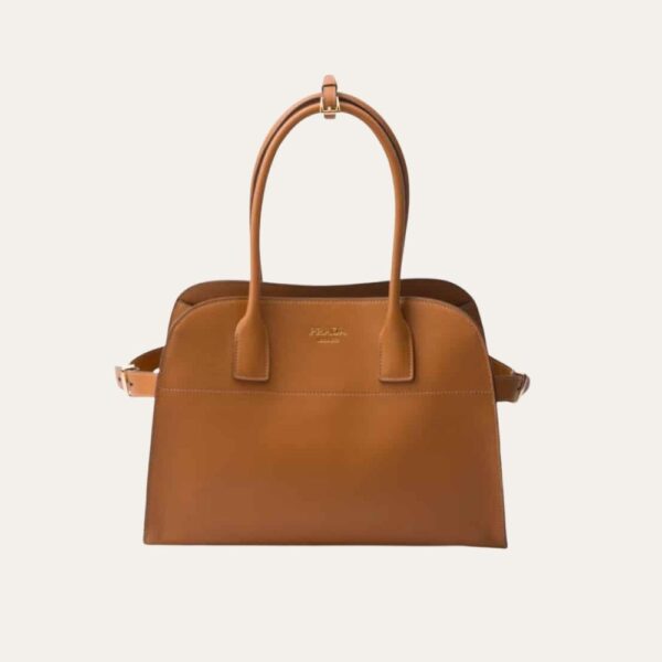 Prada 中号皮革托特包 深橙色 12.6 英寸 1Bg517 2Cys F03Bh V Ooo