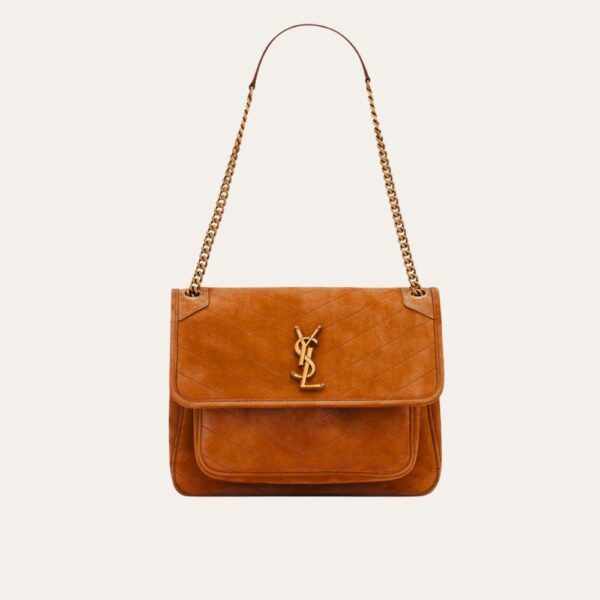 Saint Laurent Niki Baby 链条麂皮包袋 棕色 11 英寸 6237483