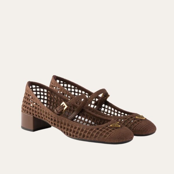 Prada Crochet 高跟鞋，可可棕色，35 毫米