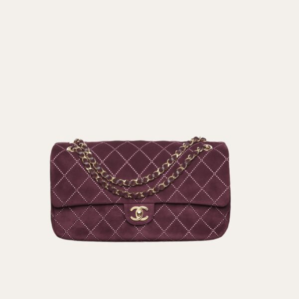 Chanel Maxi Flap 包袋 麂皮小牛皮 酒红色 32 厘米