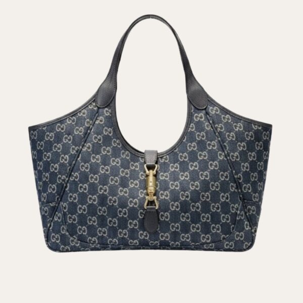 Gucci Mercato 中号托特包牛仔布海军蓝 14.2 英寸