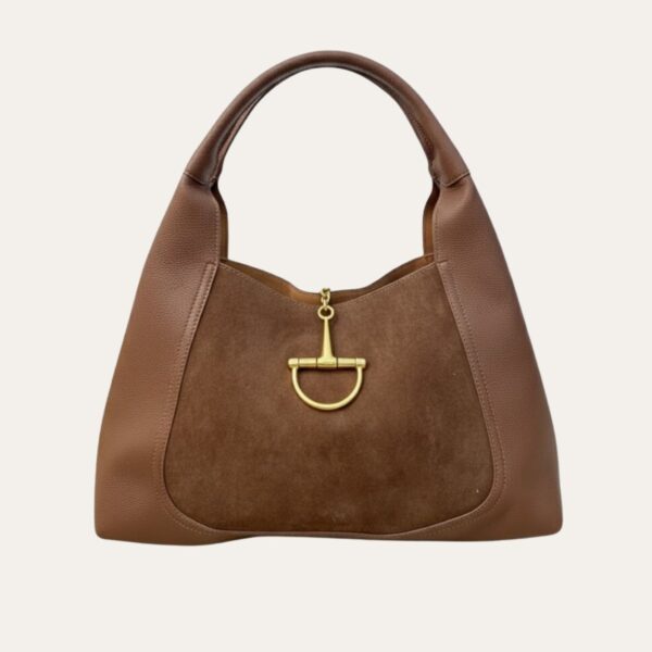 Gucci Softbit Maxi Suede 单肩包 棕色 16.5 英寸