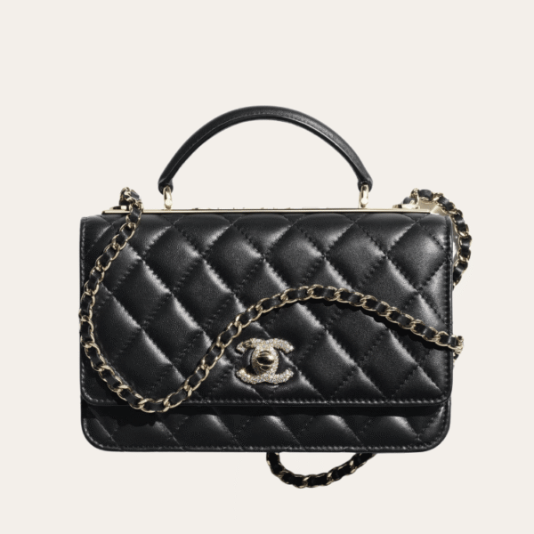 Chanel 钱包 On Chain (Woc) 钻石扣包袋 黑色 7.5 英寸