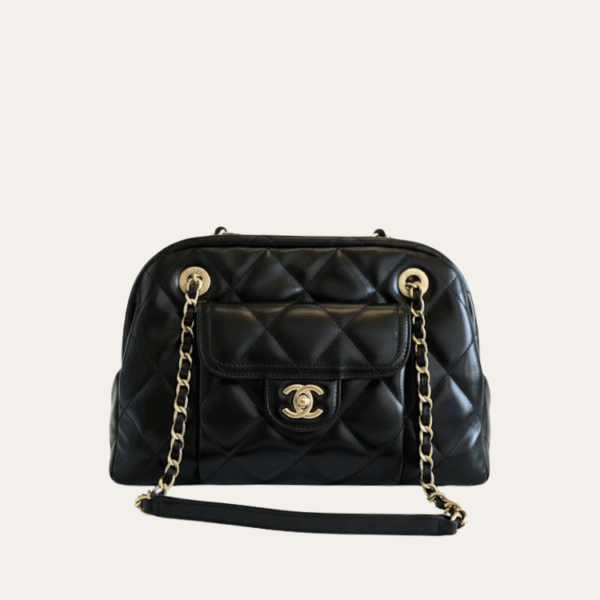 Chanel 绗缝保龄球包袋 黑色 13.0 英寸