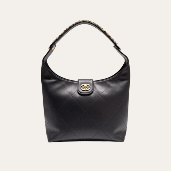 Chanel 25P Hippie Hobo 包黑色 9.8 英寸