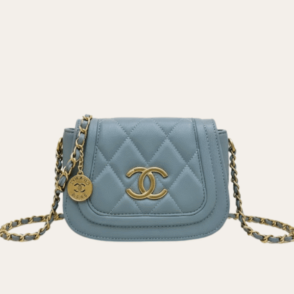Chanel 硬币吊饰翻盖包袋蓝色 7.9 英寸