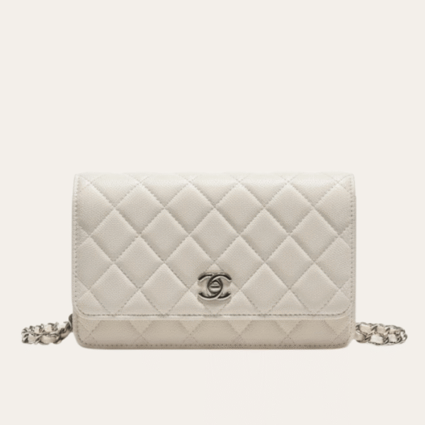 Chanel Flap 包袋 Woc（钱包 On Chain）浅米色 7.5 英寸