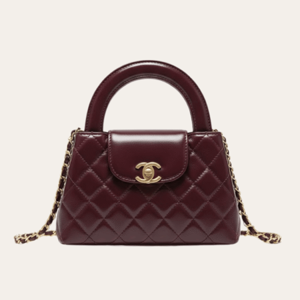 Chanel 迷你顶部提手翻盖包袋 酒红色 8.3 英寸