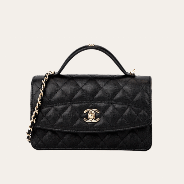 Chanel 复古风格单肩包 黑色 7.5 英寸