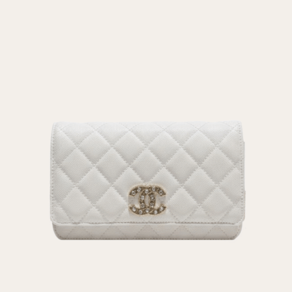 Chanel Flap 包袋 Woc（钱包 On Chain）白色 7.5 英寸