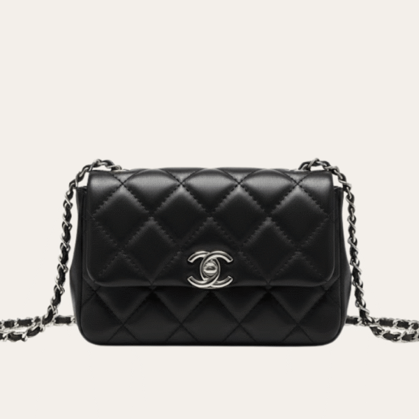 Chanel 复古风格翻盖包袋 黑色 7.1 英寸