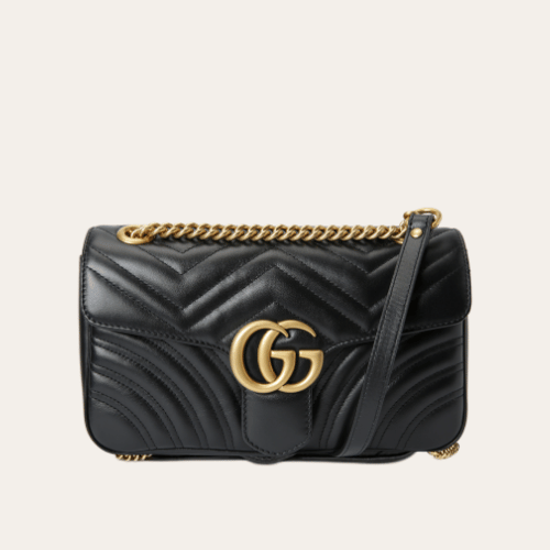 Gucci Gg Marmont Mini Matelassé 单肩包 黑色 6.5 英寸