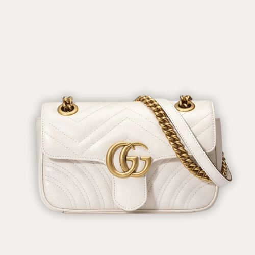 Gucci Gg Marmont 小号 Matelassé 单肩包 米色 8.7 英寸