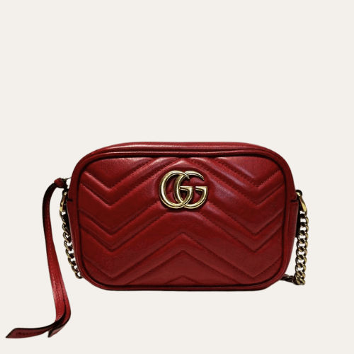 Gucci Gg Marmont 小号相机包 酒红色 9.4 英寸