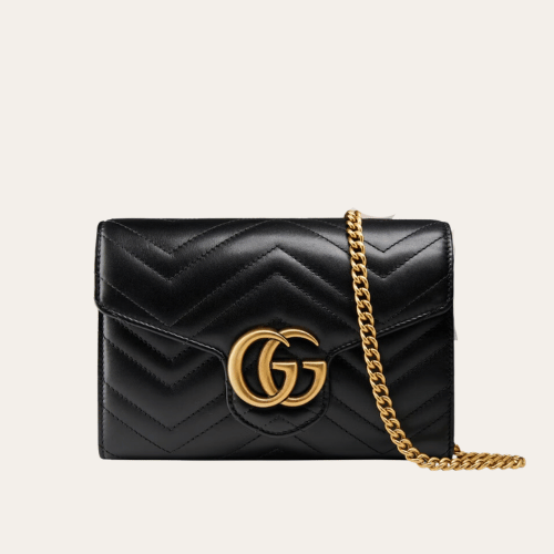 Gucci Gg Marmont Woc Chain 单肩包 黑色 7.9 英寸