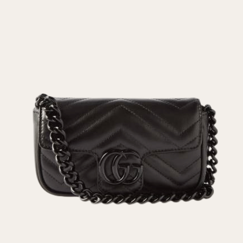 Gucci Gg Marmont Mini 皇冠包袋 黑色 6.5 英寸