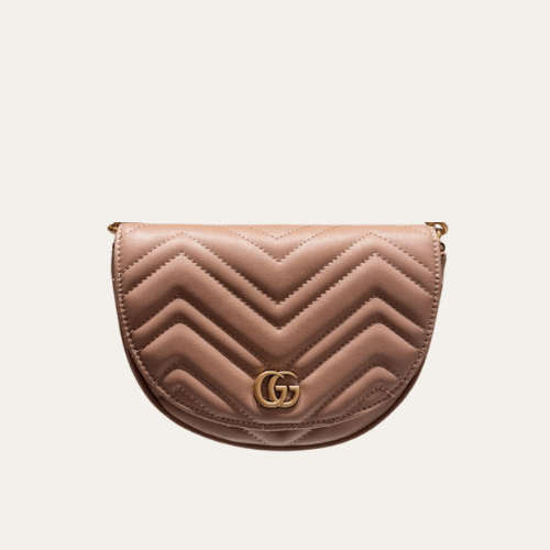 Gucci Gg Marmont Saddle 包袋 裸色 7.9 英寸