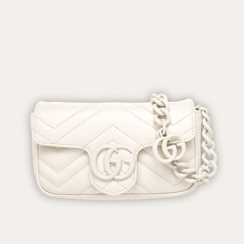 Gucci Gg Marmont 迷你链条单肩包白色 6.3 英寸
