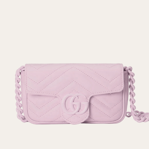 Gucci Gg Marmont 迷你链条单肩包 粉色 6.3 英寸