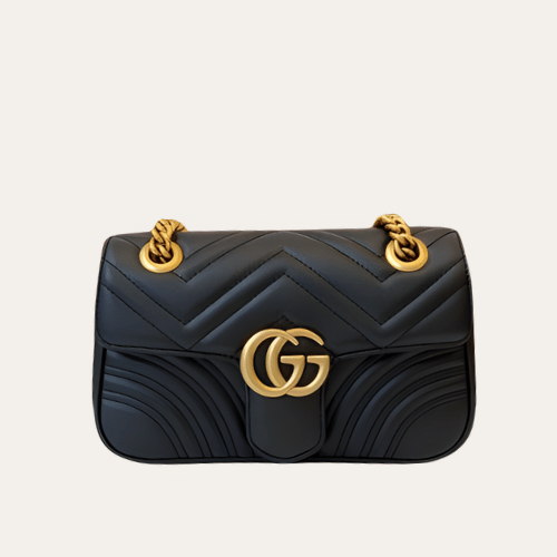 Gucci Gg Marmont 小号 Matelassé 单肩包 黑色 9 英寸