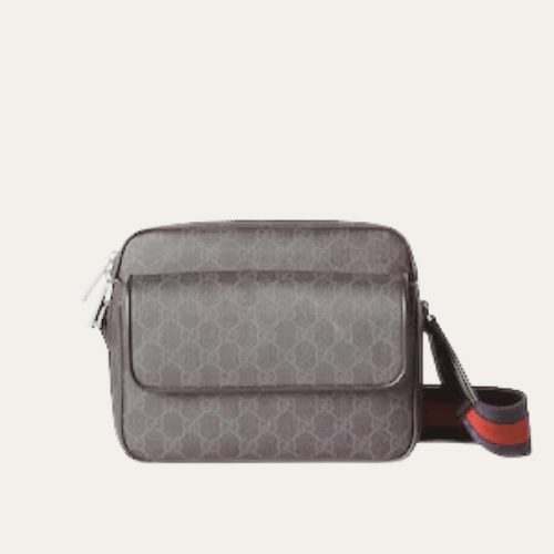 Gucci Ophidia Gg Supreme 邮差包袋 灰色 9 英寸
