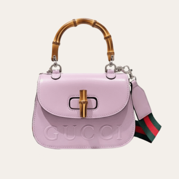 Gucci Bamboo 1947 迷你顶部提手包袋 浅紫色 7.1 英寸 786482 AADJQ 9589？