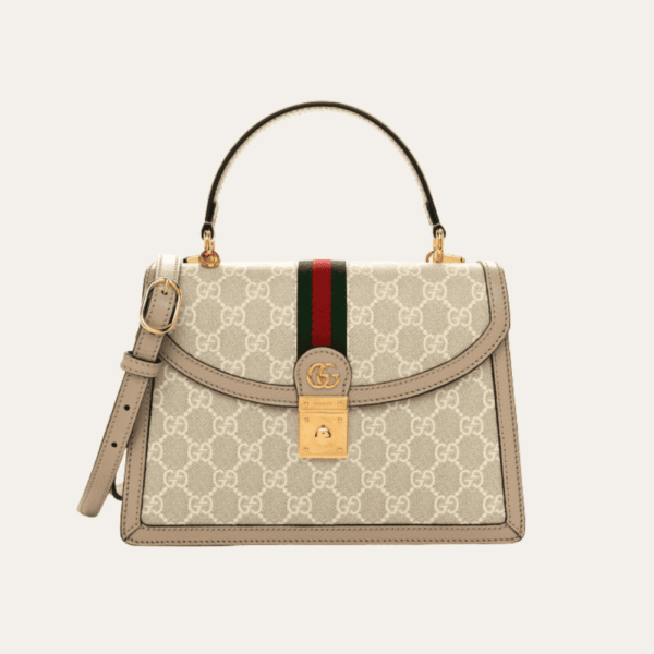Gucci Ophidia 顶部手柄包袋 米色 9.8 英寸 651055 96LWX 8745