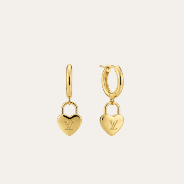 Louis Vuitton Love Lock 心形耳环 金色