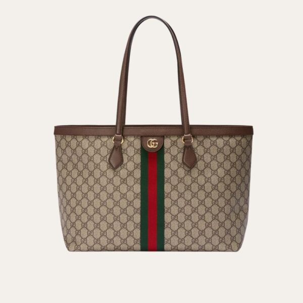 Gucci Ophidia 大号 托特包 米色和深棕色 Gg Supreme 15.0 英寸 631685 96LWB 8745