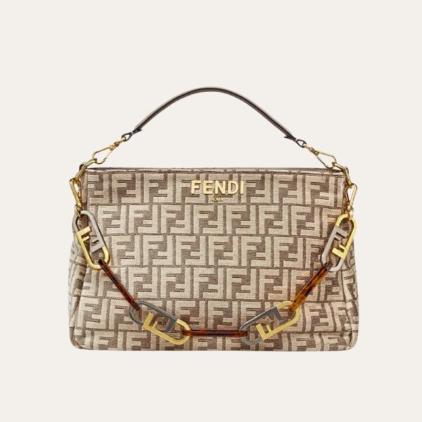 Fendi Olock 拉链 Dove 棕色挂毯面料包袋 8Br805Alfvf1Iqu