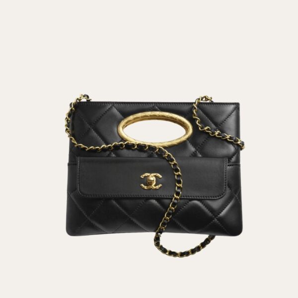 Chanel 手拿包和镀金金属黑色 9.8 英寸 AS5038 B17663 94305