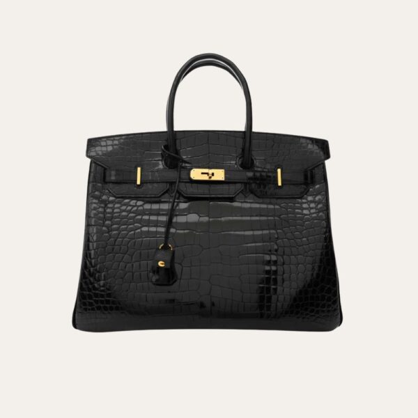 Hermes Birkin 30 闪亮 Porosus 鳄鱼皮 黑色 30 厘米