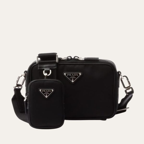Prada Brique Re Nylon And Saffiano 皮革包袋 黑色 7.9 英寸 2Vh070 2Dmh F0002 V Xmp