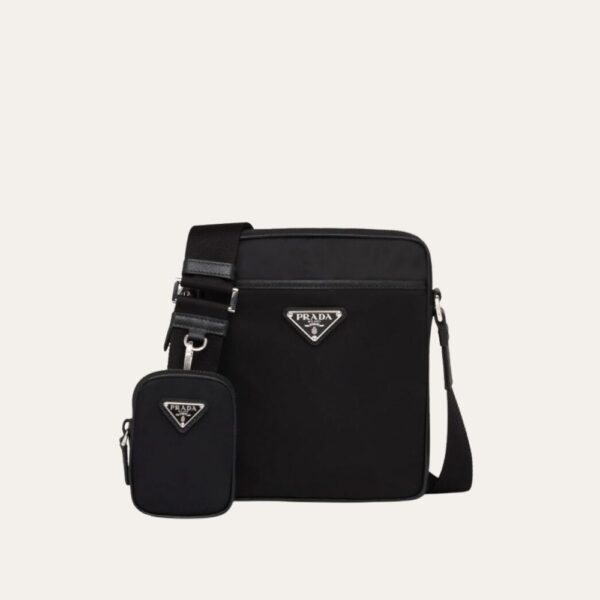 Prada Re Nylon And Saffiano 皮革单肩包 黑色 6.7 英寸 2Vh112 2Dmh F0002 V Wop