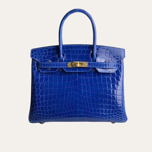 Hermes Birkin 30 鳄鱼金色调五金配件 深蓝色 30 厘米