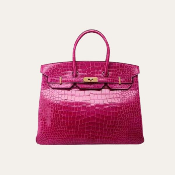 Hermes Birkin 25 鳄鱼金色调五金配件 深粉色