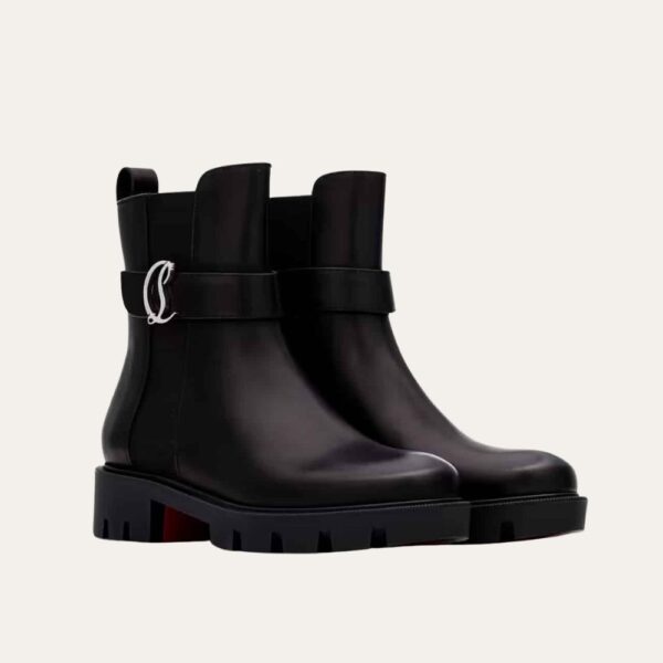 Christian Louboutin CL Chelsea Booty Lug 皮革踝靴 黑色 1230304BK01